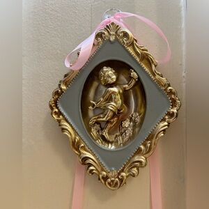 Set of diamond shaped romantic vintage style home decor wall art